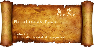 Mihalicsek Kada névjegykártya